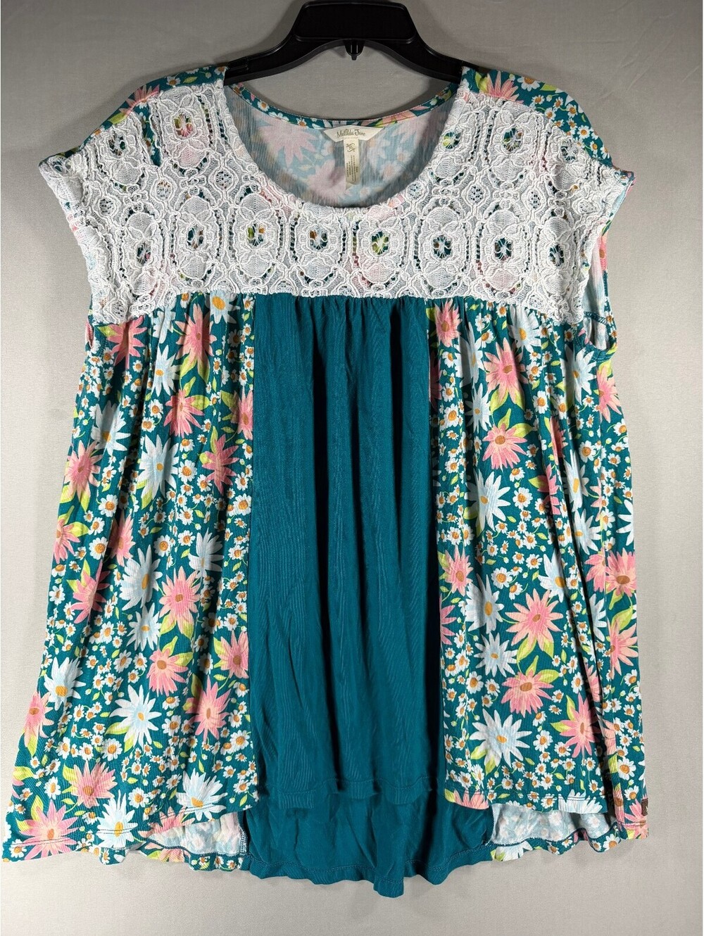 Matilda Jane Women's Floral and Lace Babydoll Top XL